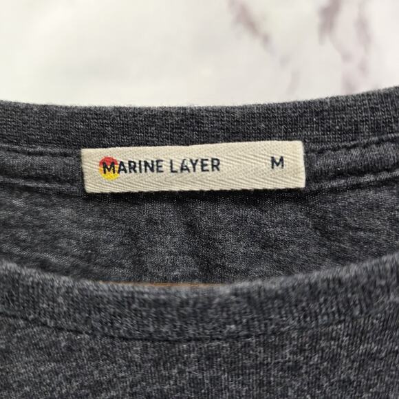 Marine Layer T Shirt Mens Medium Long Sleeve Crew Neck Gray Purple Stripe - Picture 3 of 13